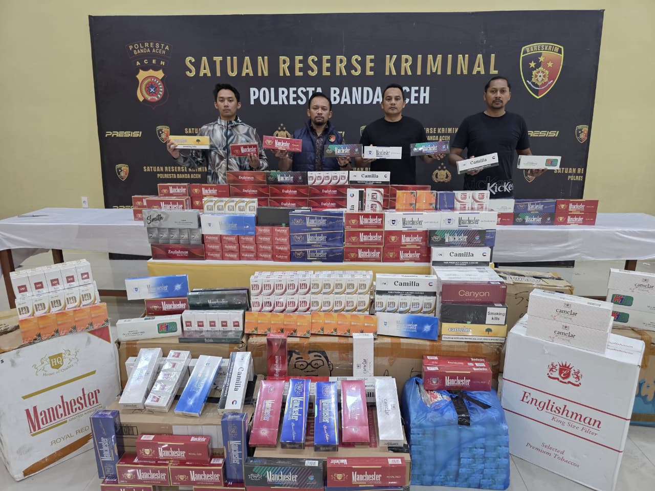 Sembunyikan 618 Slop Rokok Ilegal di Asrama, Dua Mahasiswa Bireuen Diringkus Polresta Banda Aceh