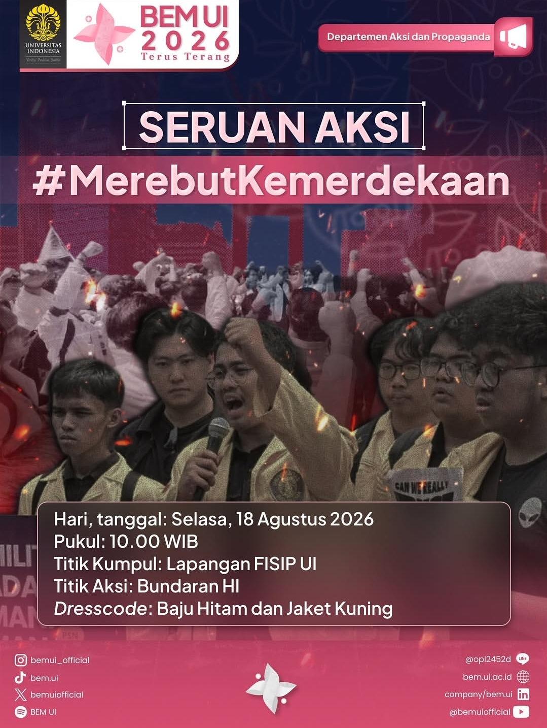Mahasiswa Jabodetabek Gelar Aksi ‘Merebut Kemerdekaan’ di Bundaran HI, Suarakan Isu Ekonomi hingga Pendidikan Gratis